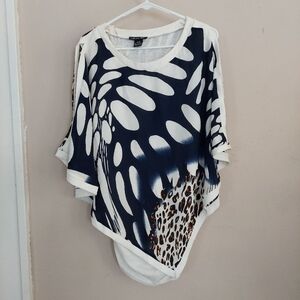 Michael Taylor Womens L Chic Blue and White Women's Top